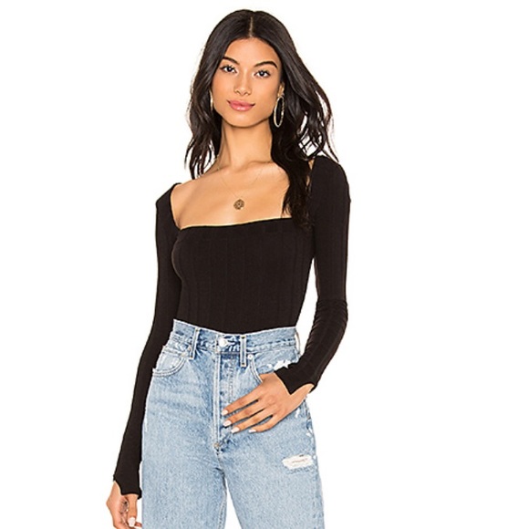 Free People Tops - Free People Beside Me Ribbed Black Bodysuit S NWT